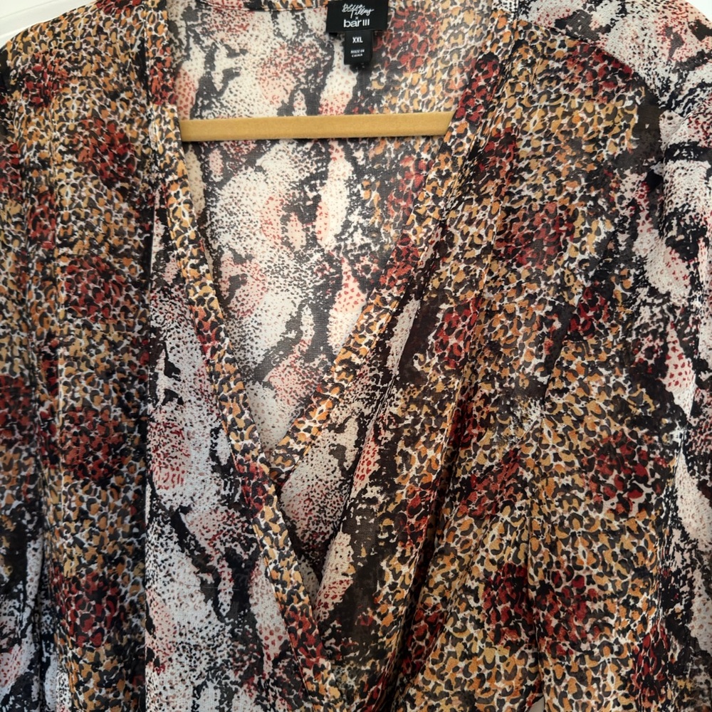 Bar III Long Sleeve Patterned Dress